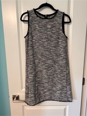 LOFT Black and White Sleeveless Knit Mini Dress